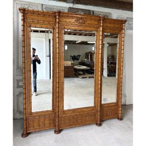 3-door Faux Bamboo Ice Cabinet 19th Century Style