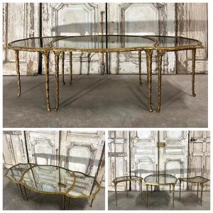 Tripartite Bronze Coffee Table Circa 1950-70