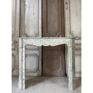 Louis XV-style Pompadour Mantelpiece, Circa 1900, Made Of Estours Green Marble