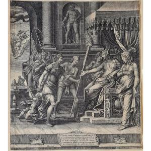 Engraving “the Calumny Of Apelle” By Giorgio Ghisi, After Lucas Penni, Renaissance, Italy
