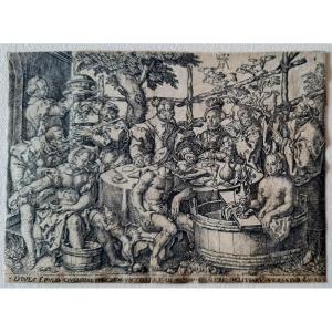 Engraving On The Theme Of The Parable Of The Rich Man And Lazarus By Heinrich Aldegrever, 1554