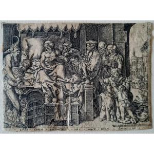 Engraving On The Theme Of The Parable Of The Rich Man And Lazarus By Heinrich Aldegrever, 1554
