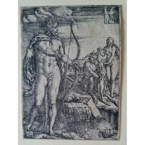 Engraving Of Hercules Killing The Centaur Nessus By Heinrich Aldegrever, 1550