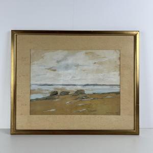 Jules Crosnier (1843-1917) - Watercolor On Paper, Signed - Seascape, 1887 France