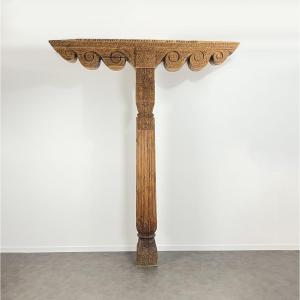 Large Antique Carved Cedar Pillar Column Pakistan / India – Late 19th Century Architecture