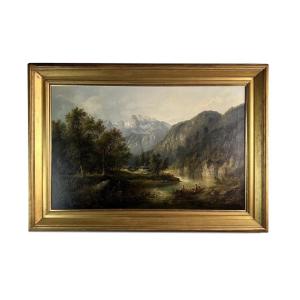 Mountain Landscape, Tyrol - Eduard Boehm (vienna 1830-1890) Oil On Canvas, Romantic, 19th Century 