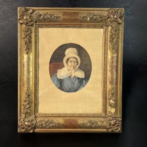 Portrait, Mixed Media, French School, Louis-philippe Period, Circa 1840 France 19th Century