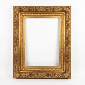 Large Wood And Gilded Stucco Frame 19th Century Regency Style For Stretcher 67.4 X48.5 Cm