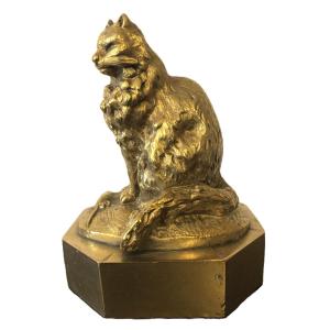 Gilt Bronze Cat, Late 19th - Early 20th Century