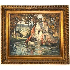 Félix Raoul Etève (1902 - 1967), Oil On Canvas, The Moulin De Jarcy On The Banks Of The Yerres