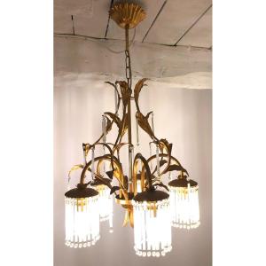 Art Nouveau Style Tassel Chandelier, In The Taste Of Hector Guimard, Hollywood Regency, 20th Century