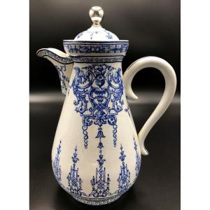 Gien Opaque Porcelain Jug With Bérain Decor, 19th Century
