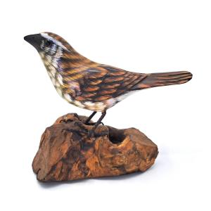 Carved And Painted Wooden Bird: Song Sparrow