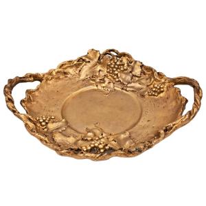 Henri Rischmann, Art Nouveau Gilt Bronze Cup With Vine Branches Decor, Jugendstil