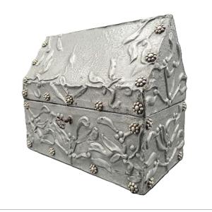 Repoussé Tin Jewelry Box, Dlg By Alfred Louis Daguet, Art Nouveau Period, Jugendstil