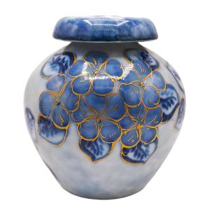 Camille Tharaud Vase, Enamelled Limoges Porcelain, Amarante Model With Apple Blossoms