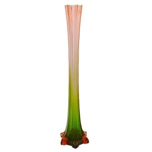 Large Rubina Verde Colored Glass Bud Vase, Art Deco Period, 1920s