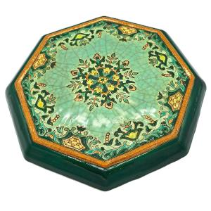 Longwy Enamel Centerpiece, Chevreuse Pattern By Maurice-paul Chevallier, Mid-20th Century