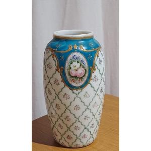 Enamelled Opaline Vase Signed Legras