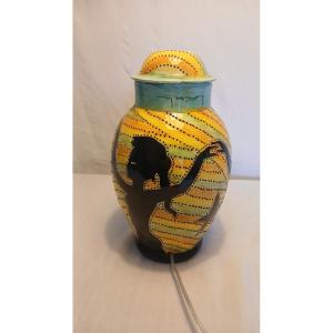 Vallauris Openwork Ceramic Lamp By Grandjean Jourdan 