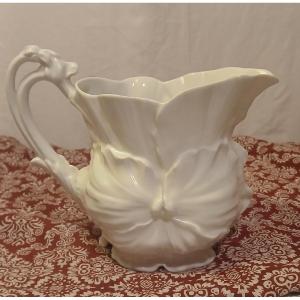 White Art Nouveau Porcelain Pitcher With Anemone Tettau Antiquariat 1890