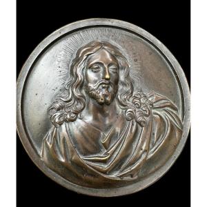 Late 17th Century Bronze Medallion Depicting Christ