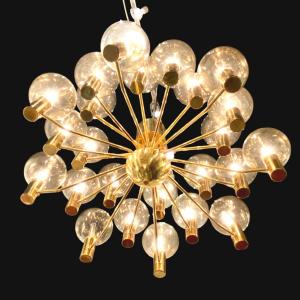 Scandinavian Chandelier By Hans Agne Jakobsson In Gilded Brass From The 70s
