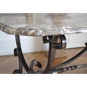 Marble And Wrought Iron Dining Table, Circa 1900