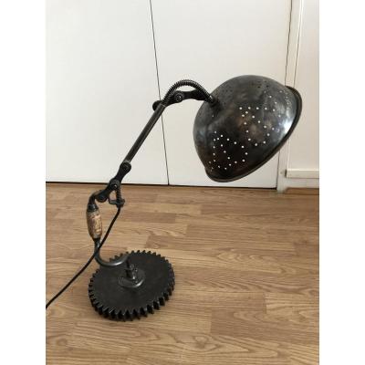 Industrial Table Lamp, Creation Of The Craft Artist Eric Sanchez, Unique Piece