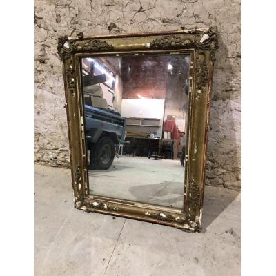 Restoration Period Mirror In Golden Stucked Wood XIXth Century