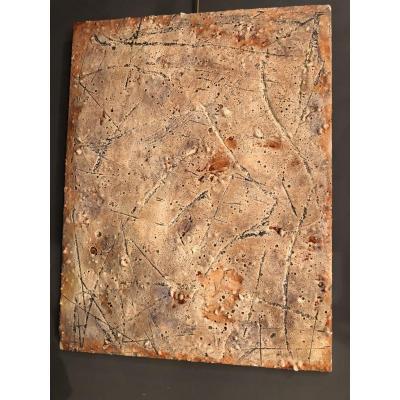 Abstract Panel In Mixed Media By Renaud Goyon 1980s