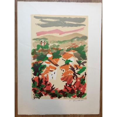 Non Commerce Lithograph, Dedicated By Urbain Huchet