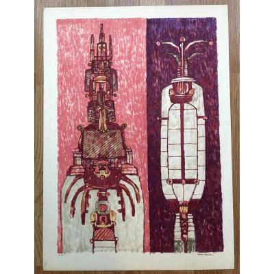 Lithograph Artist Proof Signed By Pierre Courtin Years 1970/80