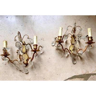 Pair Of Sconces In Gilt Bronze
