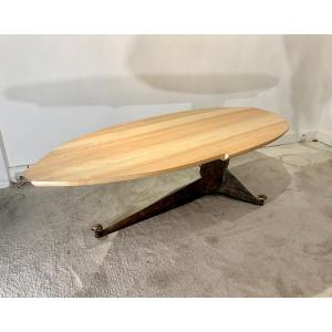 Coffee Table, Unique Piece Of Steel And Wood Artist