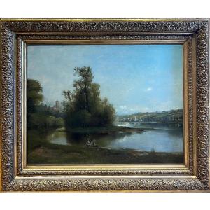 Théodore Levigne, Fishermen At The Edge Of The Lake