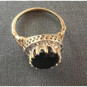 Dome Ring Set With A Blue Stone