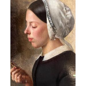 Portrait Of A Woman Holding A Rosary, Northern School