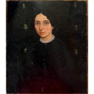 Oil On Panel, Portrait Of A Woman Signed F.lebrun