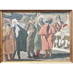 Gouache Signed By Jules Flandrin