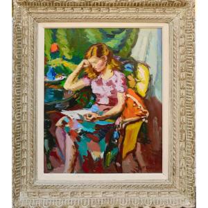 Young Girl Reading. P. Cornu
