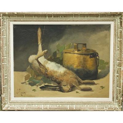 Still Life With Hare And Cauldron. Leroux For Brunel De Neuville