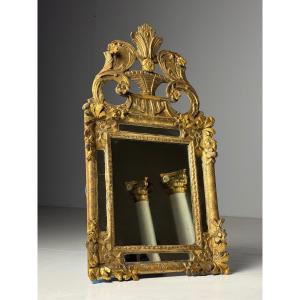 French Louis XV Mirror In Carved And Gilded Wood
