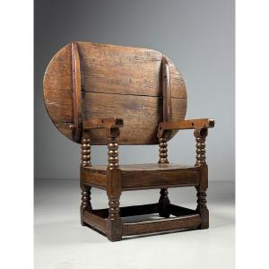 English Oak Monk Chair, 18th Century