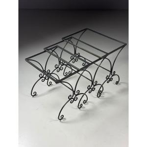 Set Of 3 Metal Nesting Tables, 20th Century