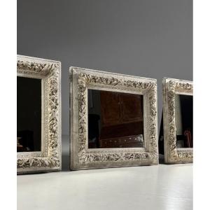 Set Of Three White French Mirrors