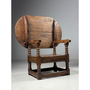 English Monk Chair In Oak, 18th Century