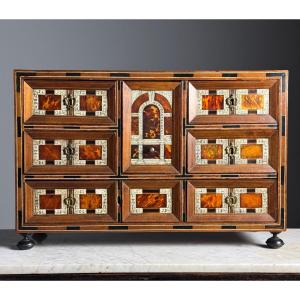 19th Century Art Cabinet In Marquetry Wood