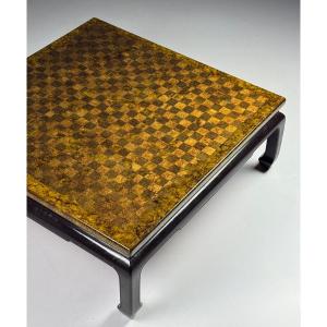 Square Asian Checkered Coffee Table 