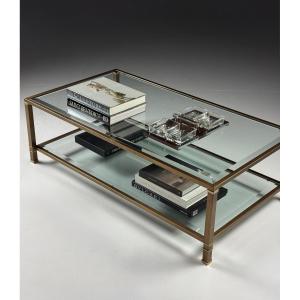 Vintage Brass And Glass Coffee Table